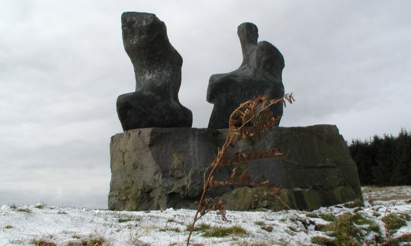 Henry Moore Two Piece Reclining Figure No.1 on the Glenkiln Sculpture Trail in 2001