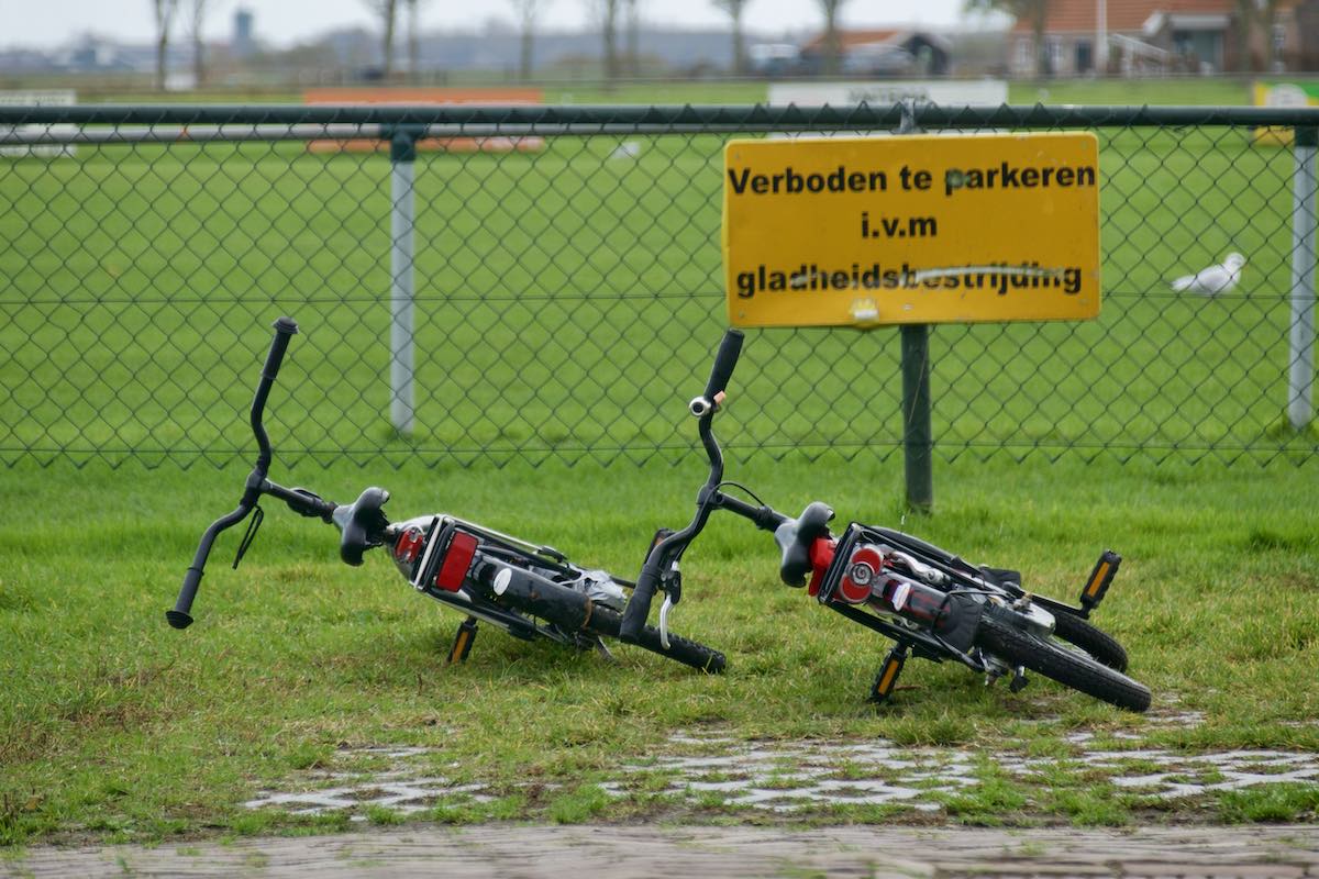 Two bikes on their side